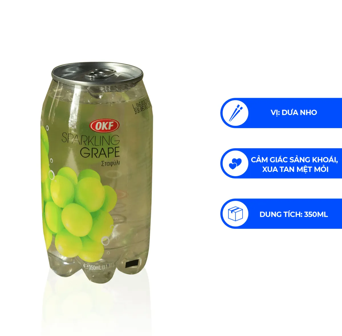 Nước uống trái cây có ga vị nho OKF Hàn Quốc đóng lon