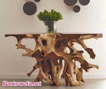 Bàn trà làm từ gốc cây tự nhiên mang phong cách rustic độc đáo