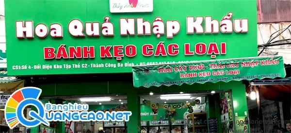 Bảng hiệu vựa trái cây Hoa Quả Nhập Khẩu bằng chữ nổi alu