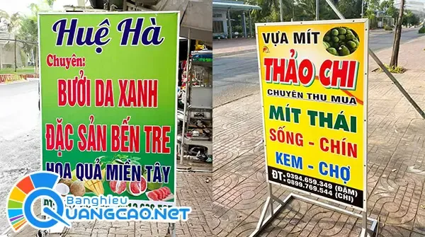 Bảng hiệu đứng vựa trái cây làm bằng tôn dán decal