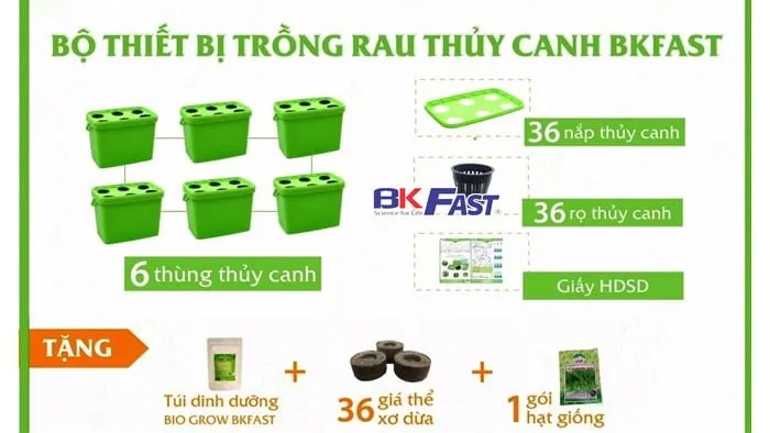 Cấu tạo bộ thiết bị trồng rau thủy canh BKFAST