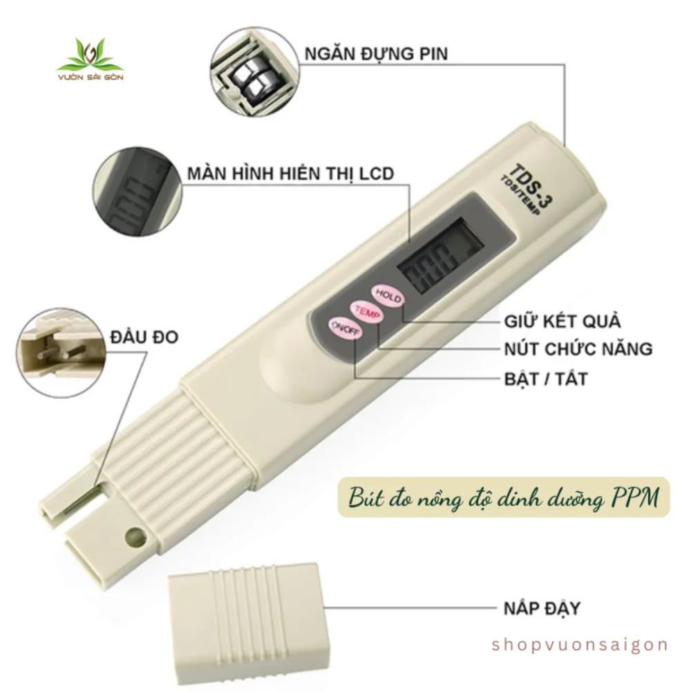 Thông số hiển thị trên màn hình bút đo dinh dưỡng PPM