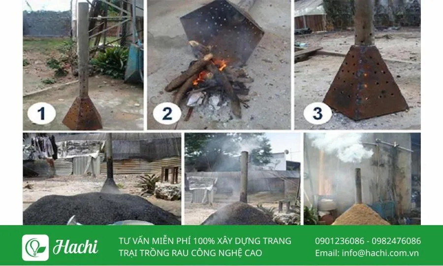 Cách hun trấu làm giá thể