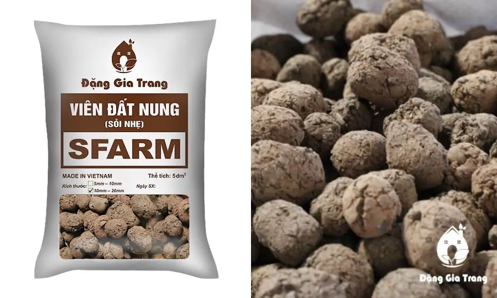 Viên đất nung (sỏi nhẹ) là giá thể nhân tạo, rất bền, dùng lót đáy chậu