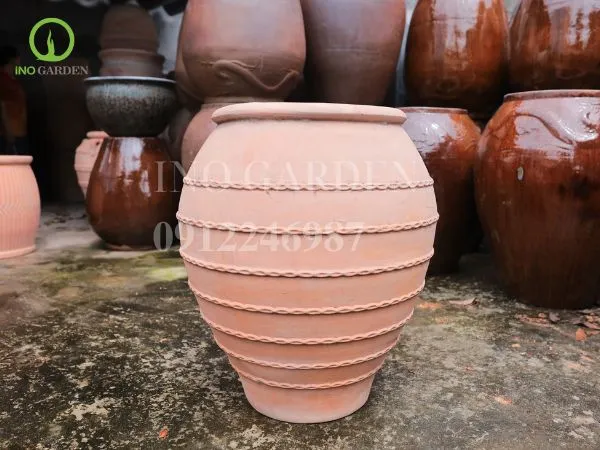 Chậu gốm trồng lan thiết mộc