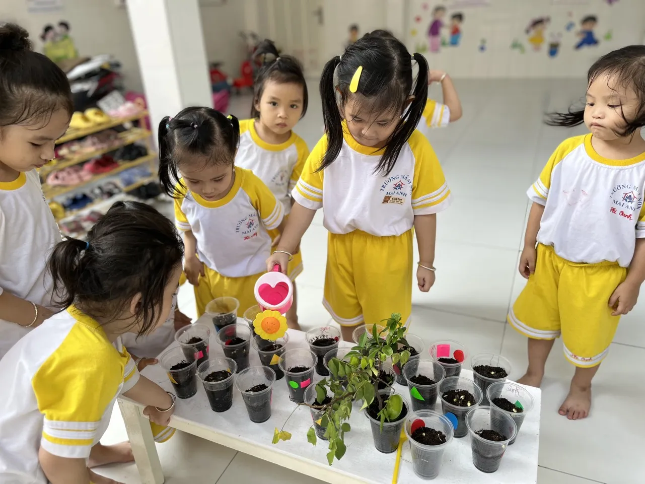 Trẻ em tham gia hoạt động trồng cây và khám phá thế giới thực vật