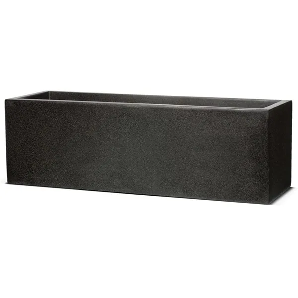 Chậu xi măng đá mài hình chữ nhật với thiết kế vuông vắn, sang trọng dùng trong trang trí ngoại thất