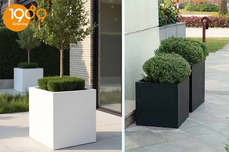 chậu xi măng đá mài vuông