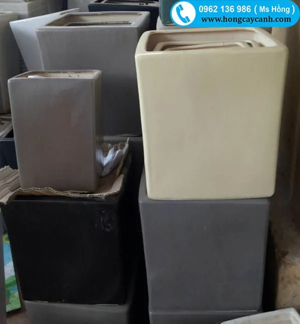 Chậu vuông 30cm Bát Tràng