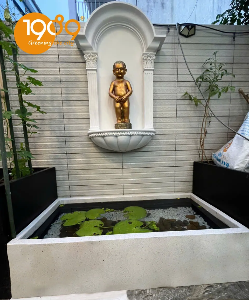 Chậu chữ nhật đá mài xám trầm mặc