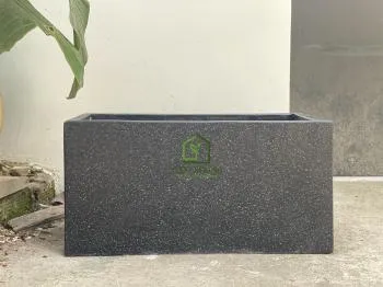 Chậu xi măng đá mài kích thước 60x30x30 màu đen chuyên dụng cho trồng cây cảnh văn phòng