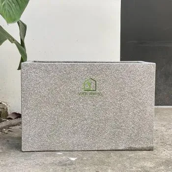 Chậu cây hình chữ nhật màu xám xi măng kích thước 60x30x40 phù hợp trang trí quán cafe