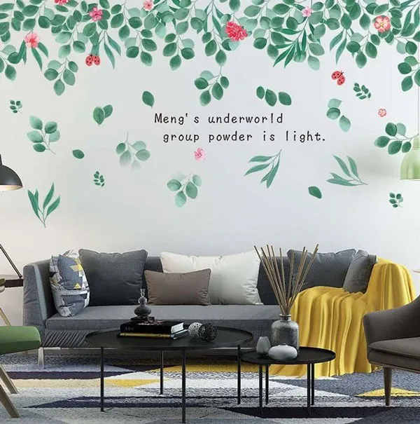 Decal cây xanh dán trên tường phòng ngủ tạo không gian thư giãn