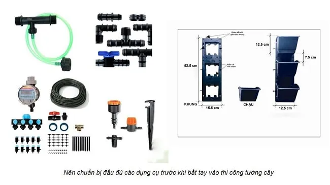 Dụng cụ và vật tư cần thiết cho việc thi công vườn tường