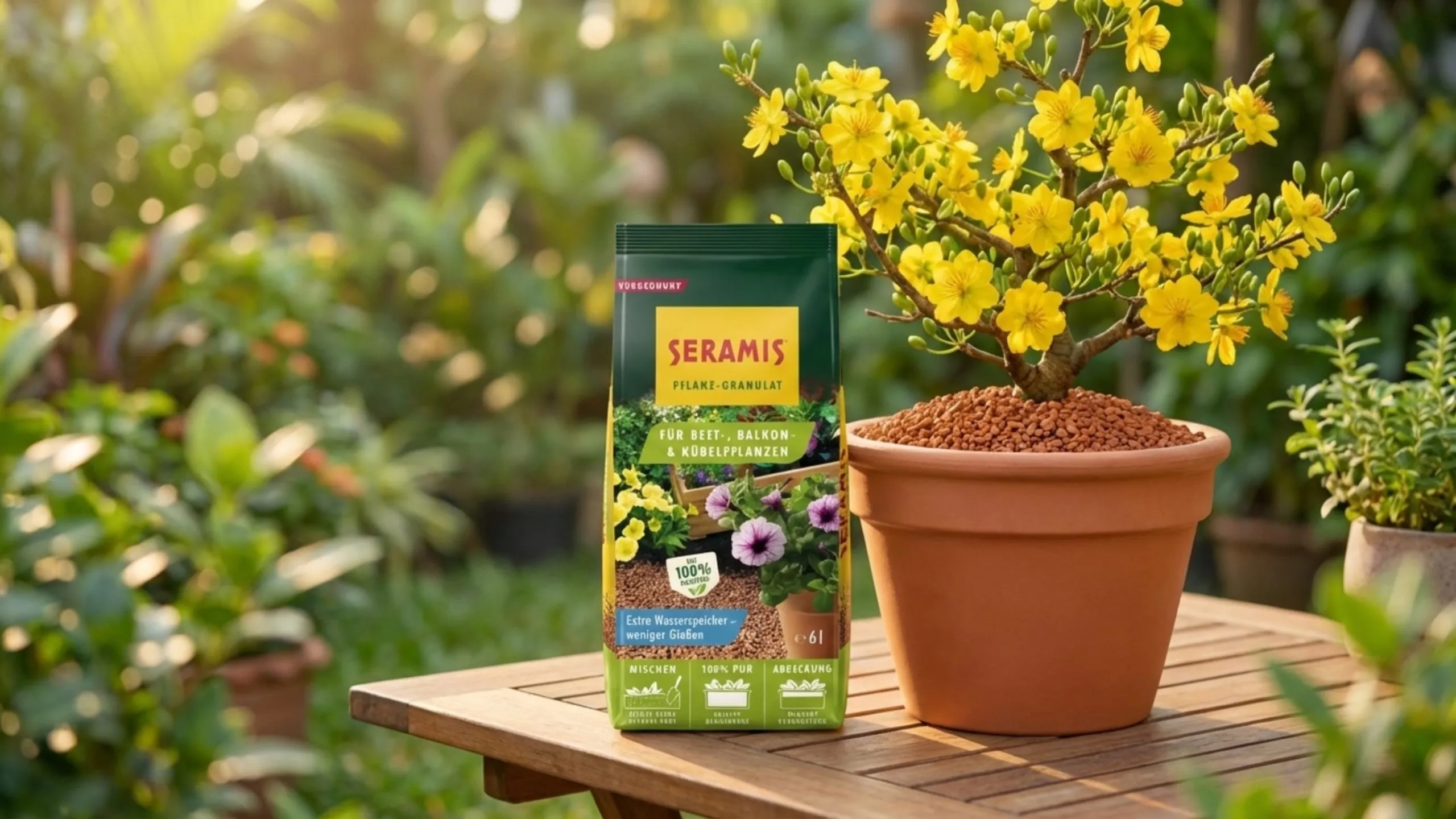 Seramis thích hợp để phối trộn hoặc phủ mặt chậu