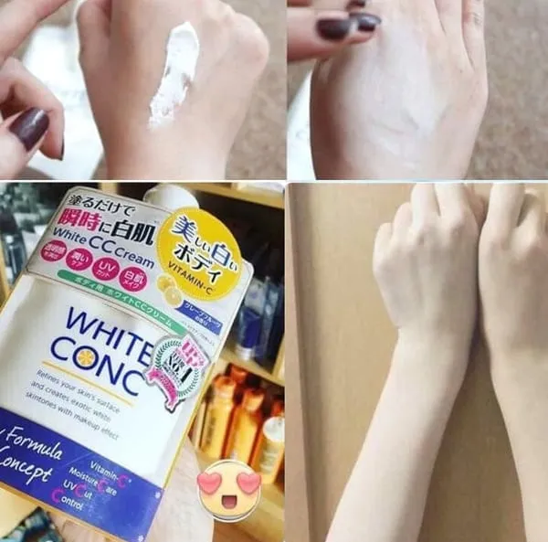 Sữa dưỡng thể White Conc có kết cấu kem lỏng, thấm nhanh trên da