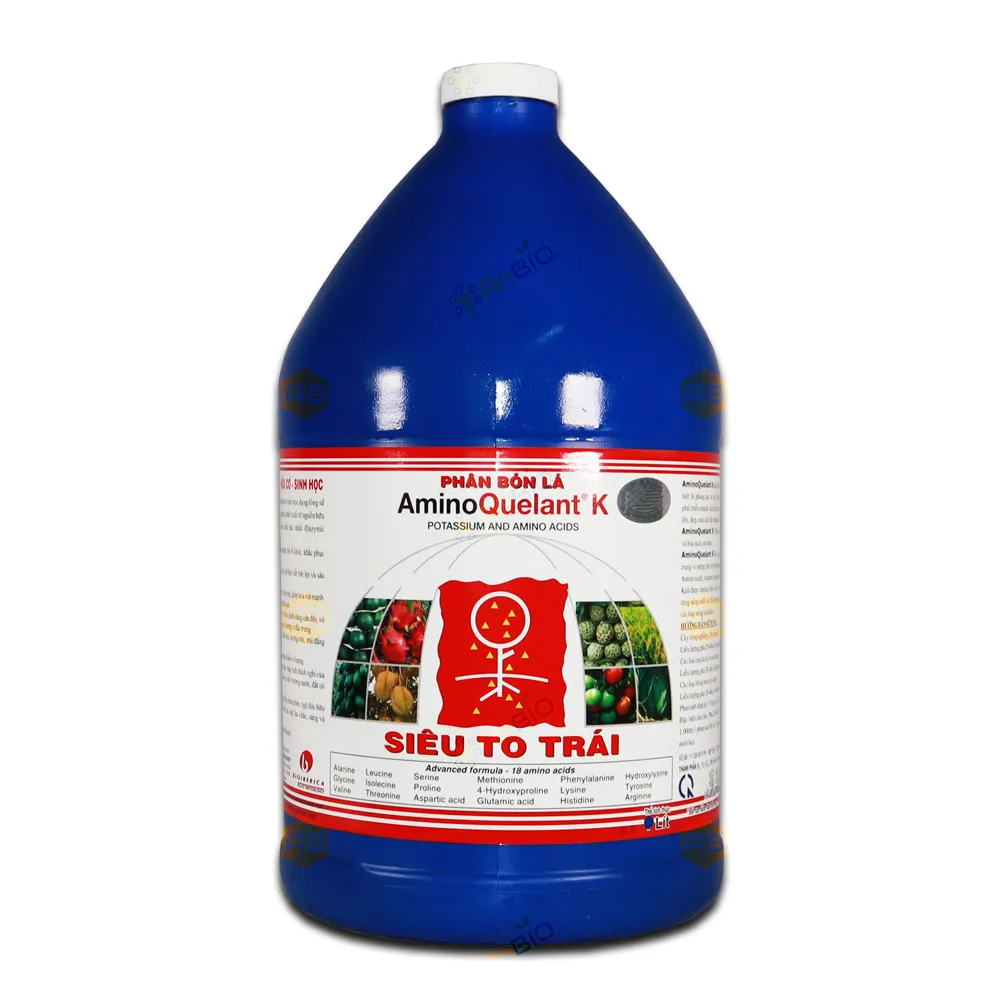 Phân bón lá hữu cơ sinh học AminoQuelant-K can 3.8L hỗ trợ lớn trái và đẹp màu
