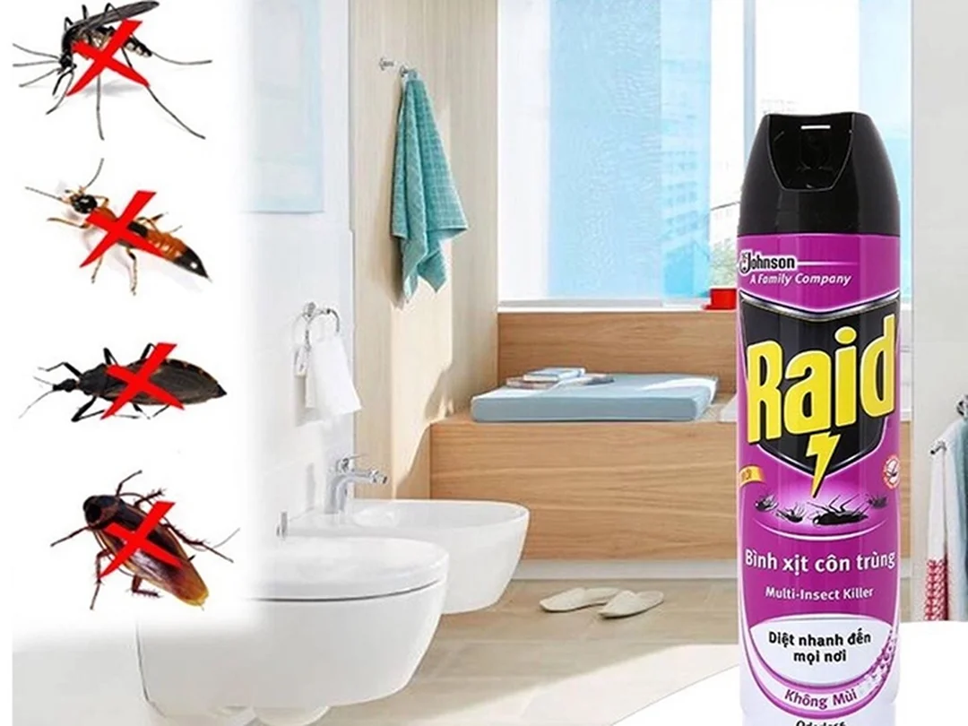 Hình bình xịt côn trùng Raid không mùi 600ml trên nền trắng
