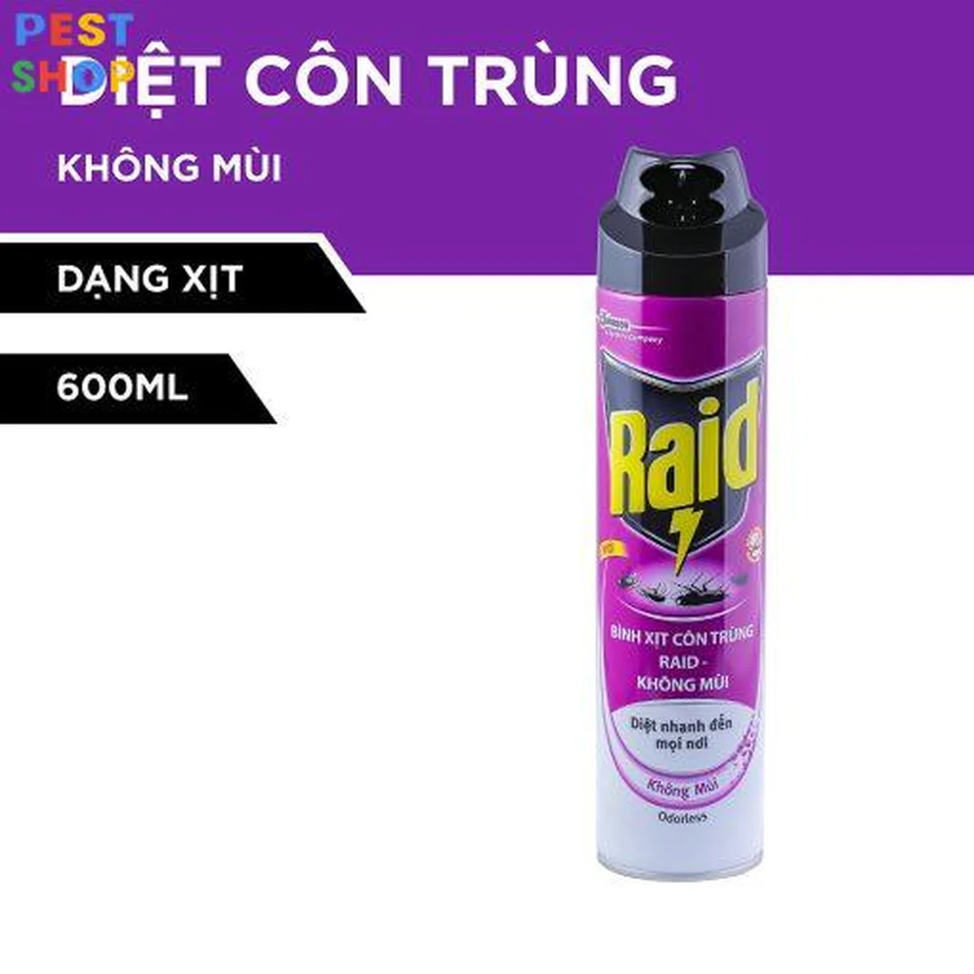 Hình bình xịt côn trùng Raid không mùi 600ml với thông tin không mùi