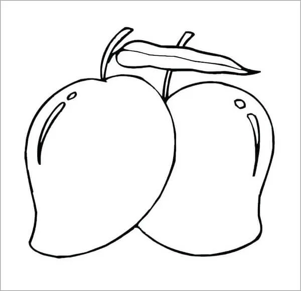 Hình trái xoài với những nét vẽ cơ bản phù hợp cho bé luyện kỹ năng tô màu mảng lớn