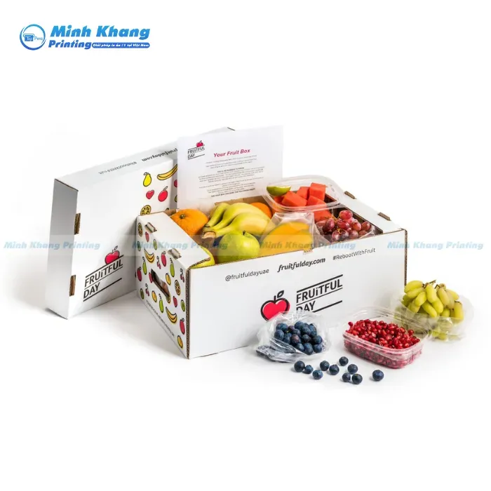 Mẫu Hộp Giấy Đựng Trái Cây Trắng Tinh Tế & Chắc Chắn