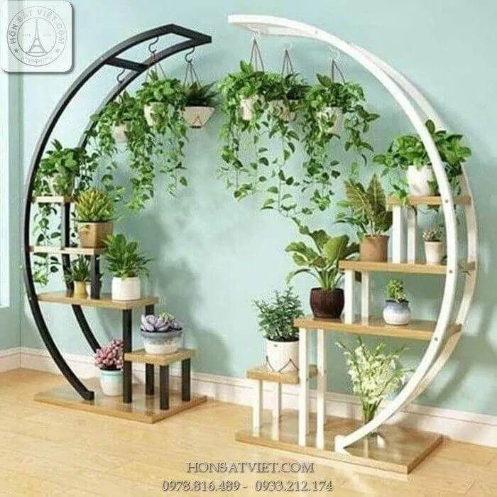 Giá để cây cảnh ghép hình vòng cung có móc treo