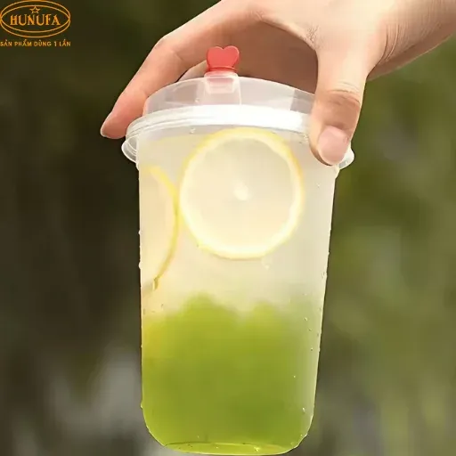 Ly trà trái cây nắp tim