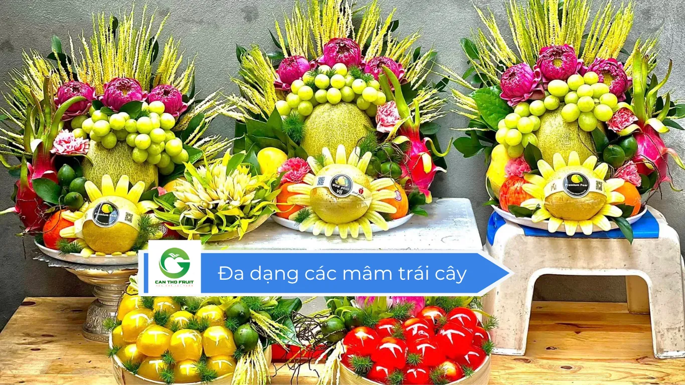 Mâm trái cây chưng bàn thờ ngày giỗ truyền thống