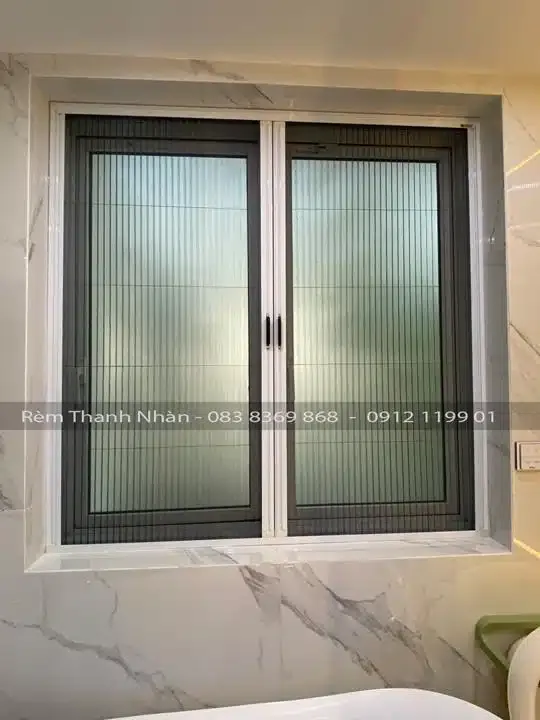Rèm lưới chống côn trùng cửa sổ hệ 32 nhôm màu trắng sứ, lưới Mes3211