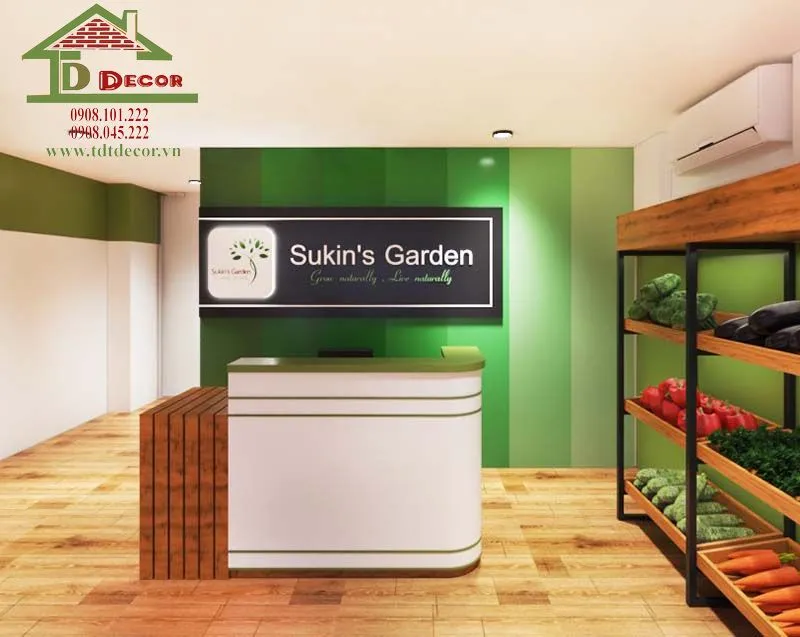 Thiết kế quầy thu ngân nhỏ gọn cho cửa hàng diện tích hẹp