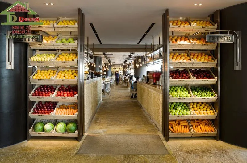 Mẫu kệ trưng bày nhiều tầng giúp phân loại trái cây khoa học