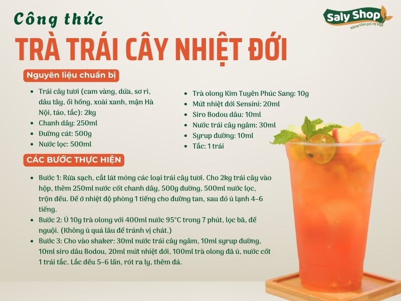 Công Thức Pha Chế Trà Trái Cây Nhiệt Đới Thơm Ngon, Dễ Làm