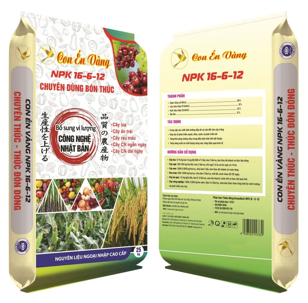 Phân bón đa tác dụng NPK Thiên Nông GreenNutri 16-6-12 cho mọi giai đoạn cây trồng